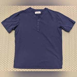 Imogene + Willie Short Sleeve Henley Shirt Navy  Men's Size Large Made in USA